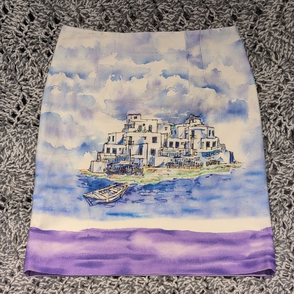 Tristan Dresses & Skirts - 246 -🌊✨ Santorini Daydream Watercolor Skirt | Coastal Chic | NWOT ✨🌊 | Tristan